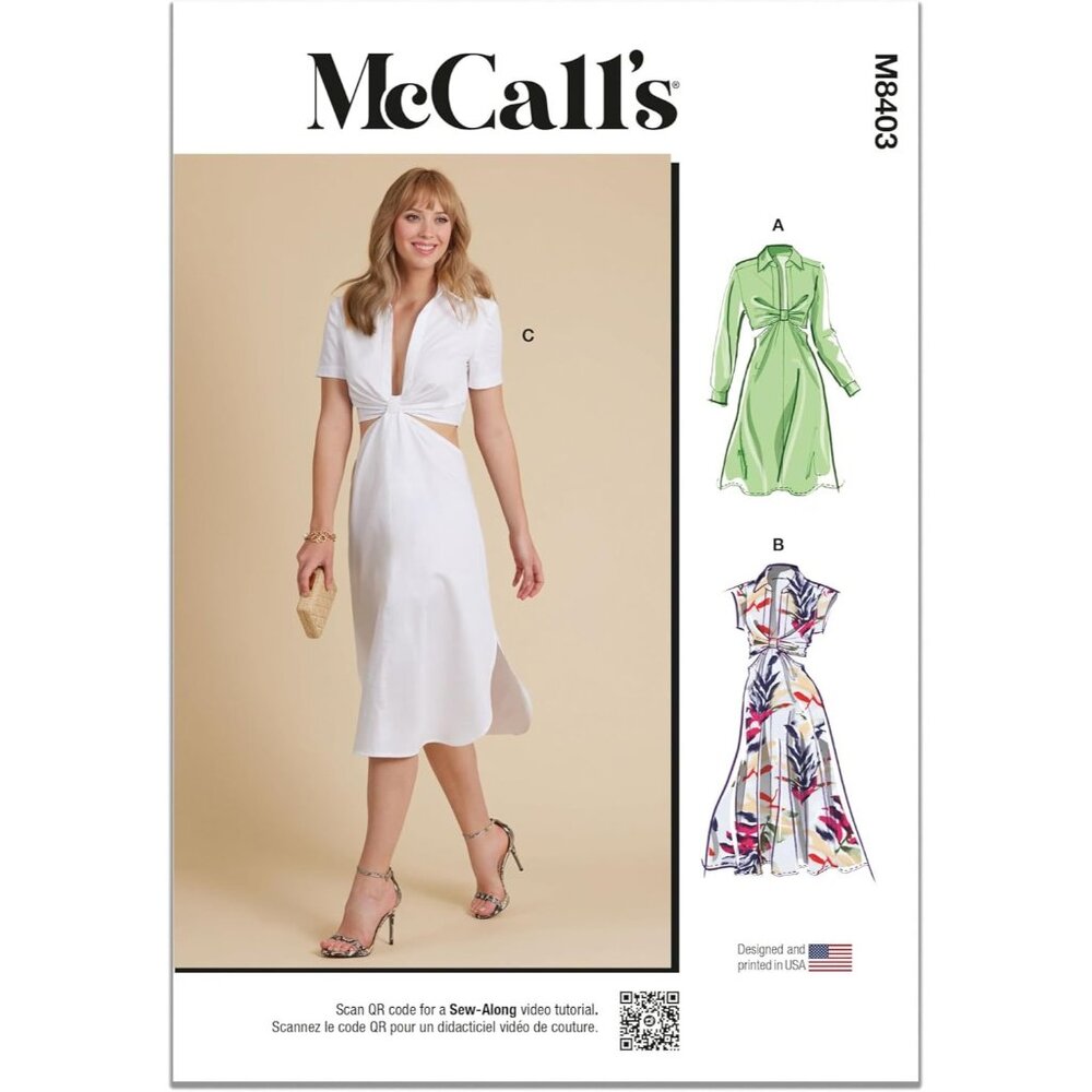 McCalls M8403‎ Misses Dress Pattern Knotted Cutout Waist Sizes 4-12